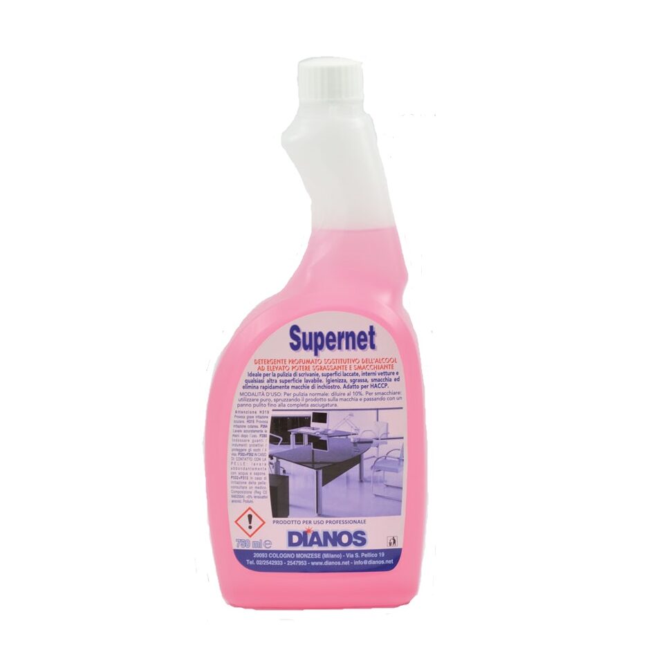 Supernet - Detergente pronto uso solventato per la pulizia rapida di qualsiasi superficie lavabile, sostitutivo dell